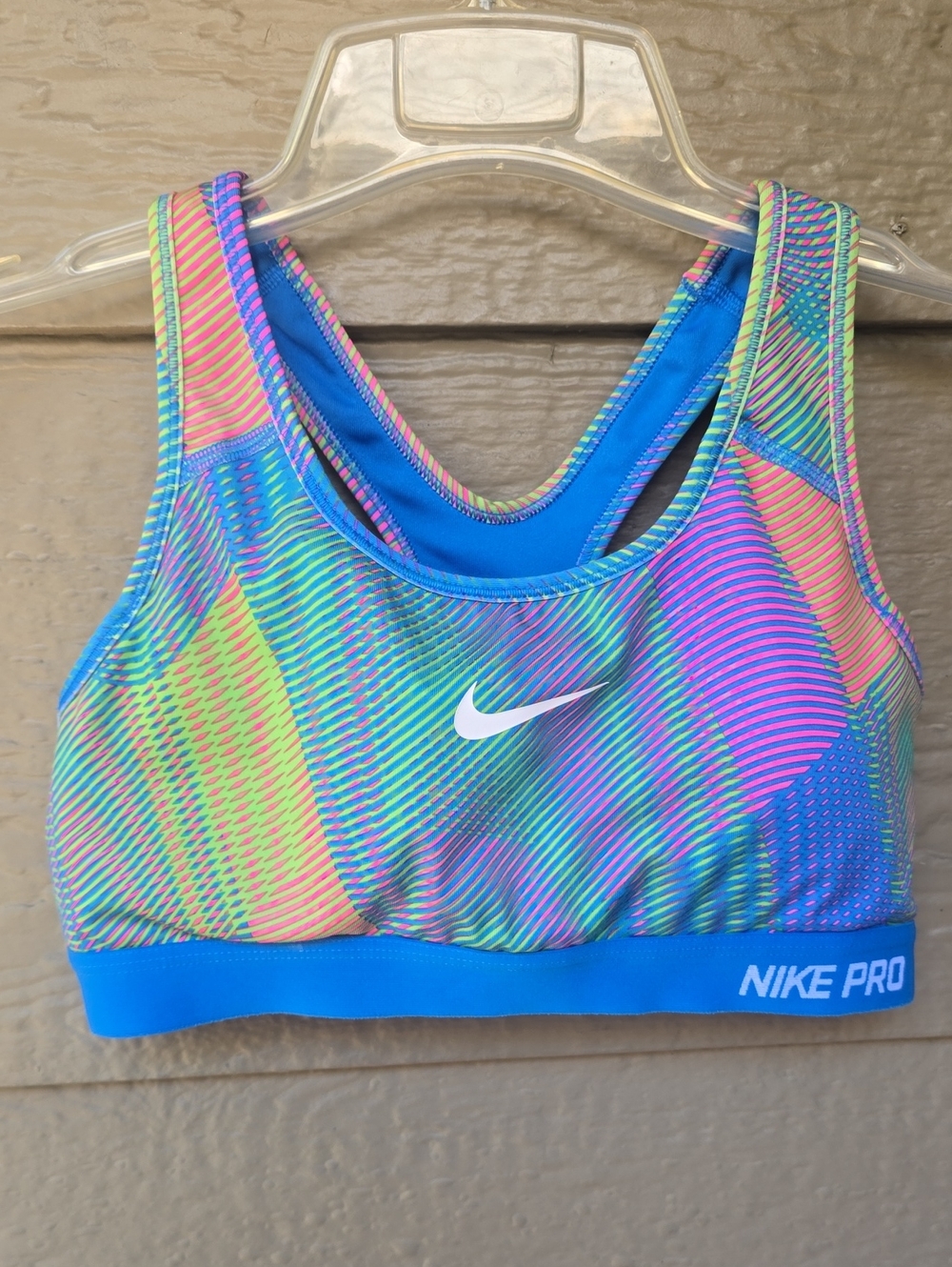 Nike Pro Dri-FIT Neon Geometric Racerback Sports Bra Size S